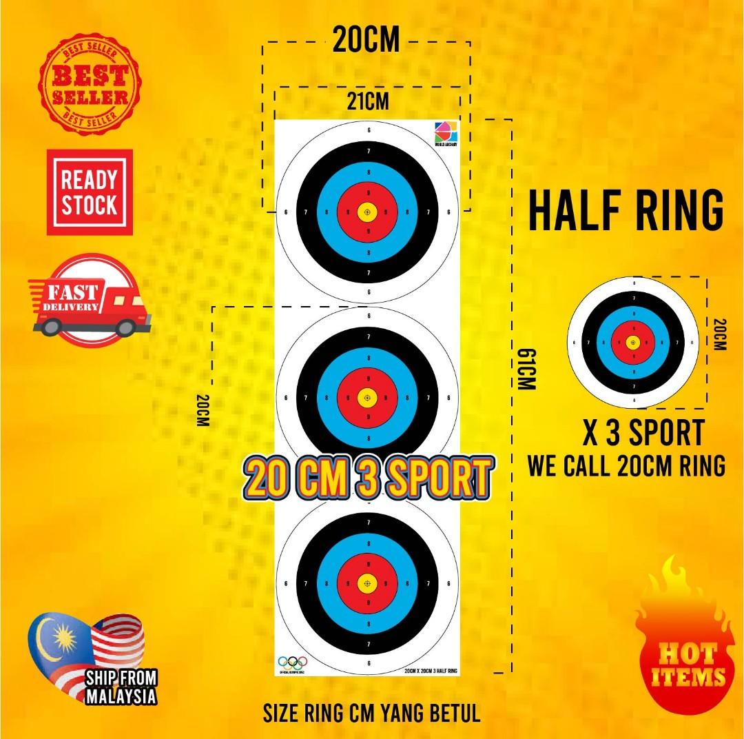 ARCHERY TARGET FACE/ TARGET ANAK PANAH/20CM X 3 SPOT RING SIZE IN