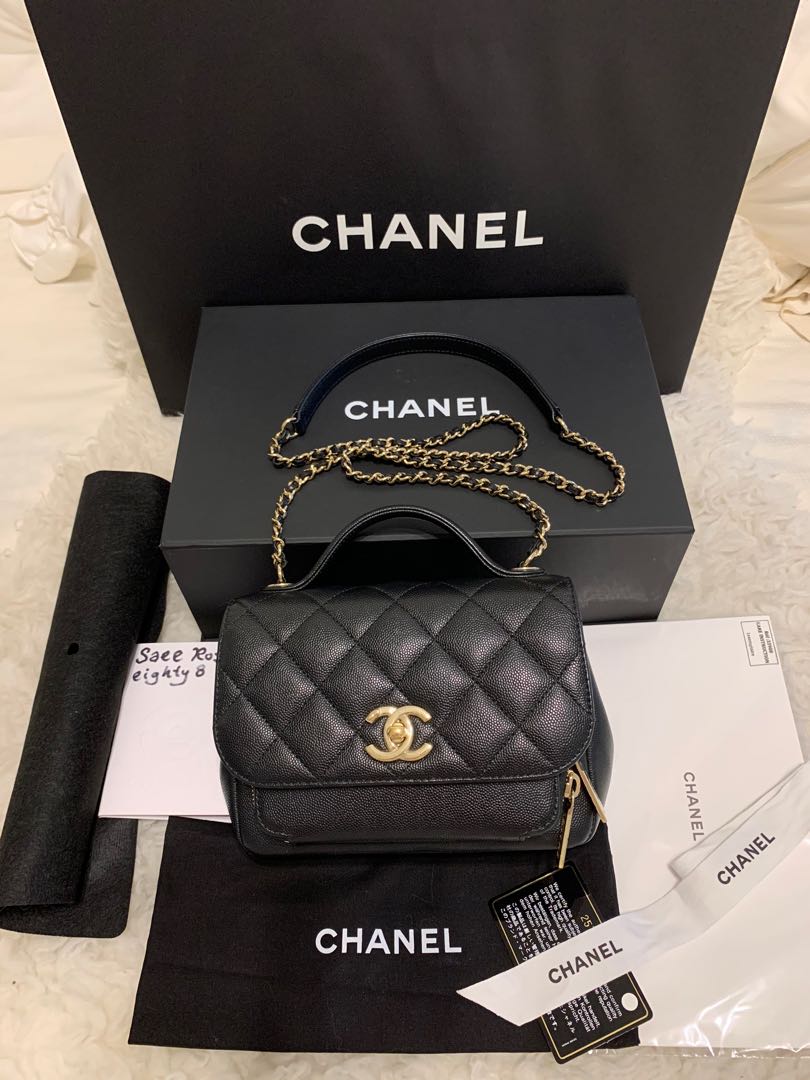 Chanel Black Caviar Leather Small Business Affinity Flap Shoulder Bag Chanel