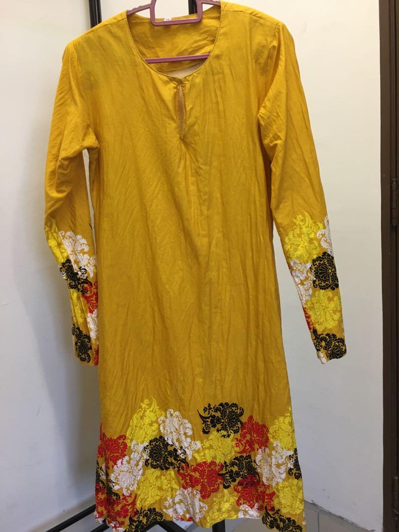 Baju Kurung Moden Cotton Kuning