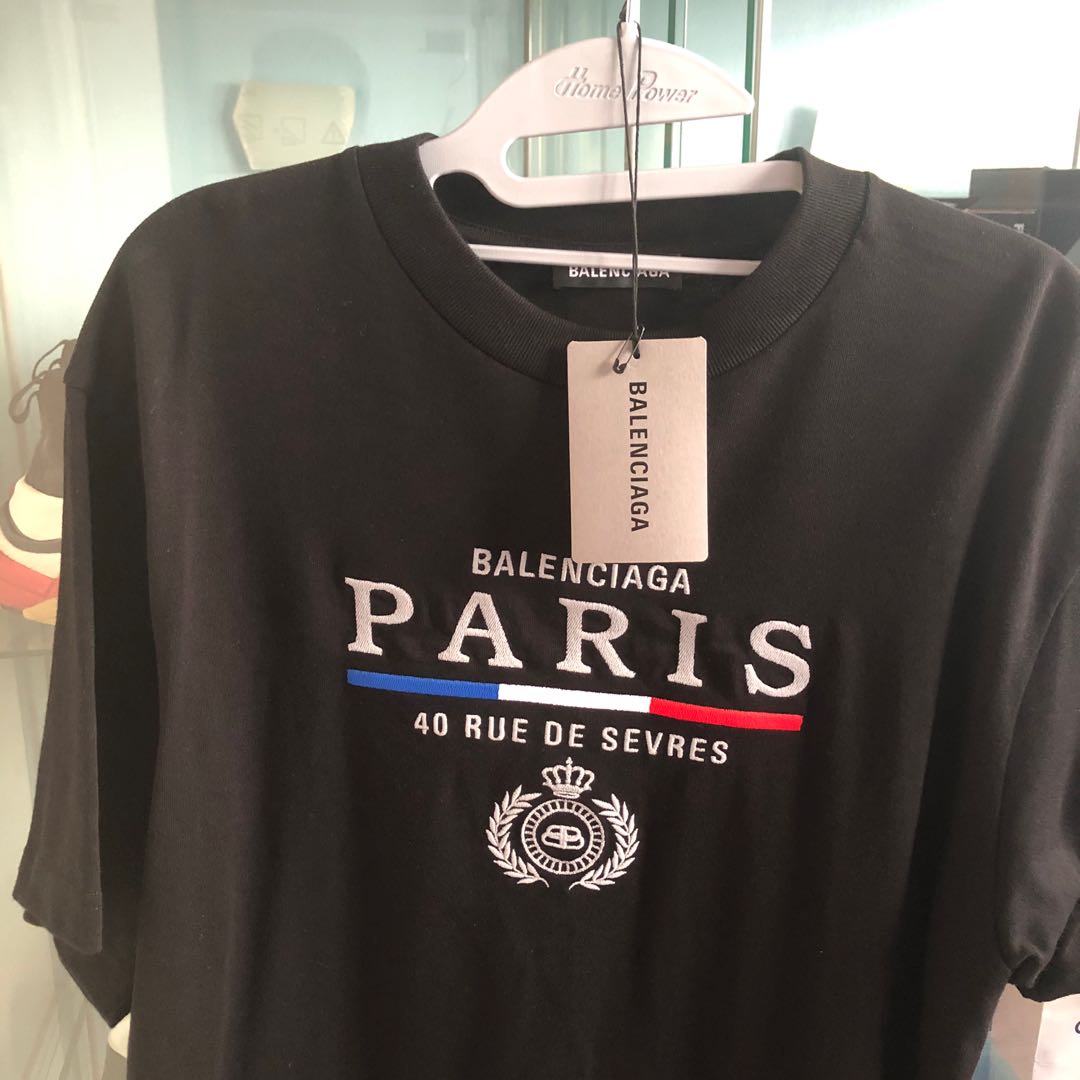 Balenciaga Paris Flag embroidery Tshirt white  MODES