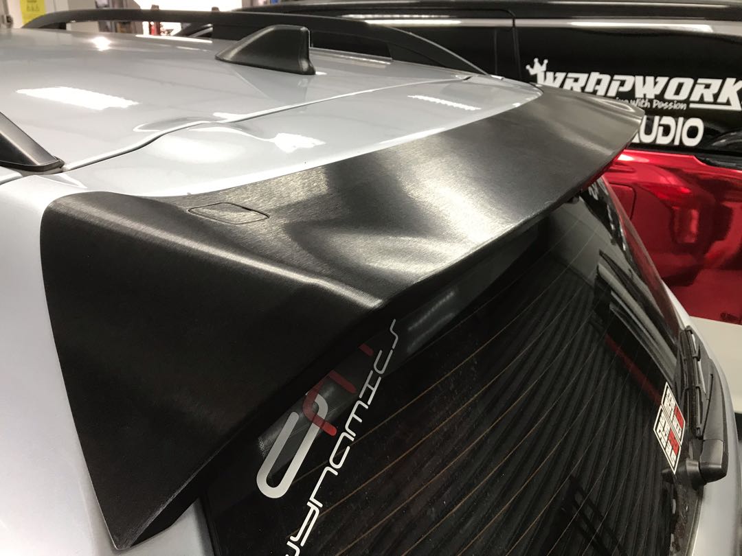 Brushed Black Spoiler Wrap, Car Accessories, Accessories on Carousell