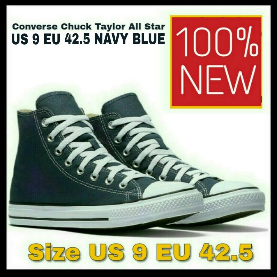 Converse Chuck Taylor All Star High Top US 9 EU 42.5 NAVY BLUE 100%NEW, 男裝,  男裝鞋- Carousell
