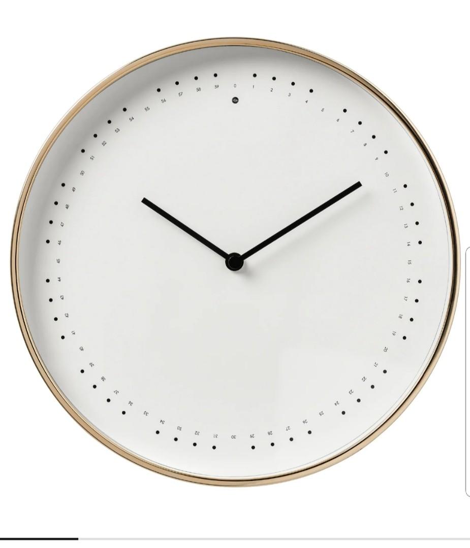 Ikea Panorera Wall Clock 24cm Shiny Gold