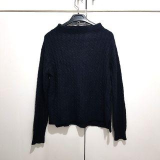 Knit Wool Import Jepang Rajut Kepang Sweater Hitam BLack