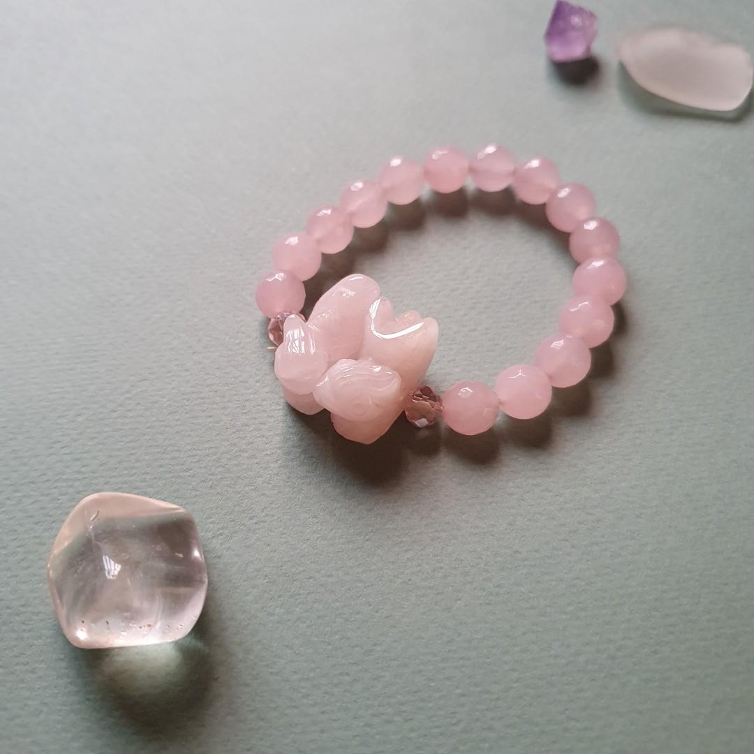 Rose quartz mandarin ducks bracelet on sale