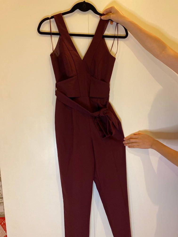 Miss selfridge burgundy jumpsuit new arrivals