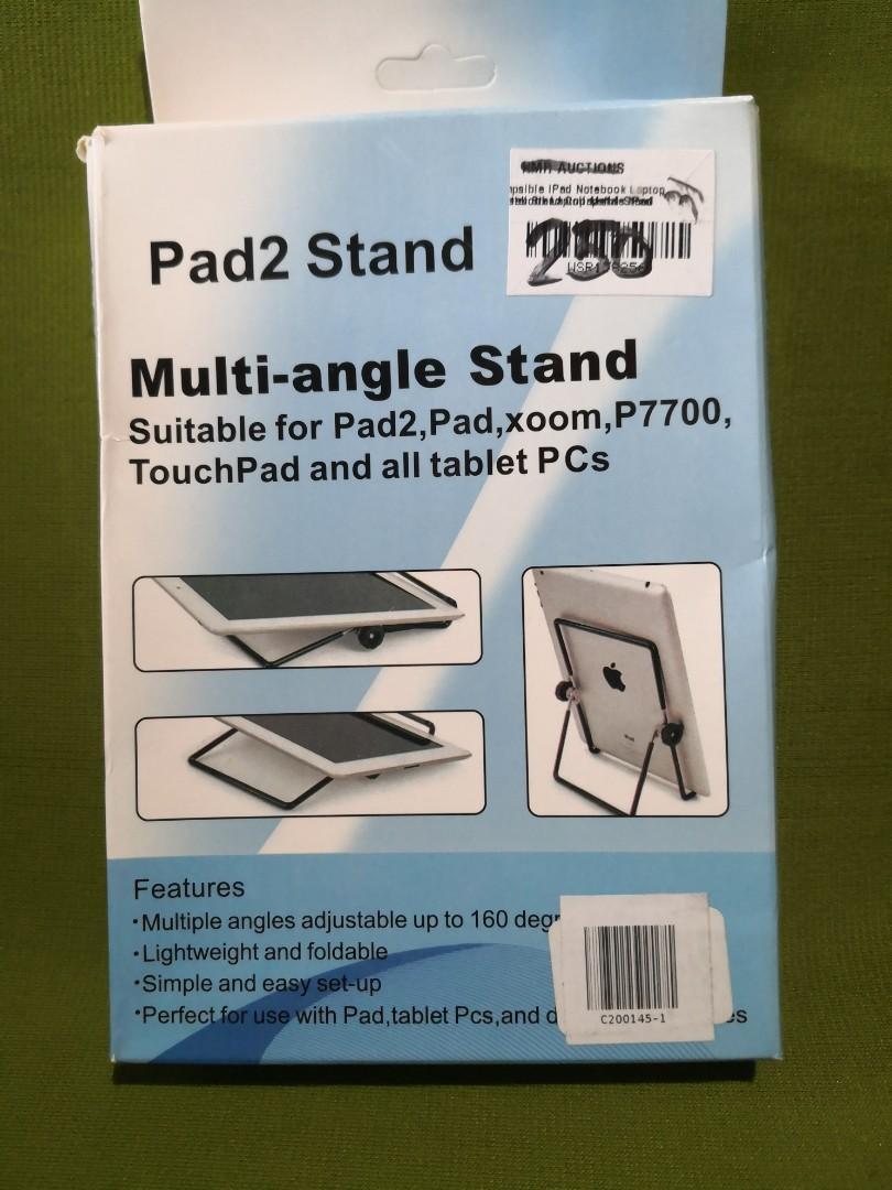 Multi-angle stand (tablet stand) (Category: Mounts & Holders) located in Paranaque City. Submitted by isay_virtualstore (Listing ID 1042461389, Image 3). Description: Pls see pictures for details and specifications of this product. Lightweight and foldable. For tablet PCs.