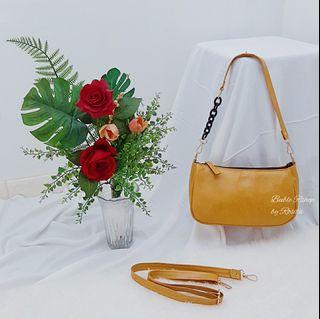 NEW Real Pict Foto Asli PREMIUM Tas Bahu Retro Vintage Kuning Mustard