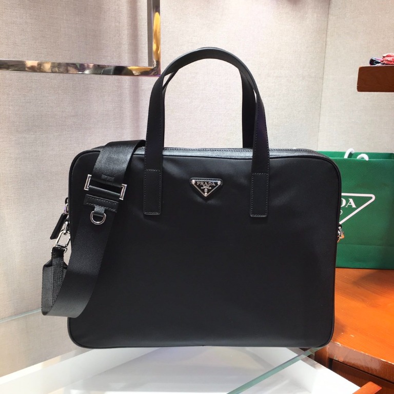 PRADA Nylon and Saffiano Leather Work Bag Men s Fashion Bags