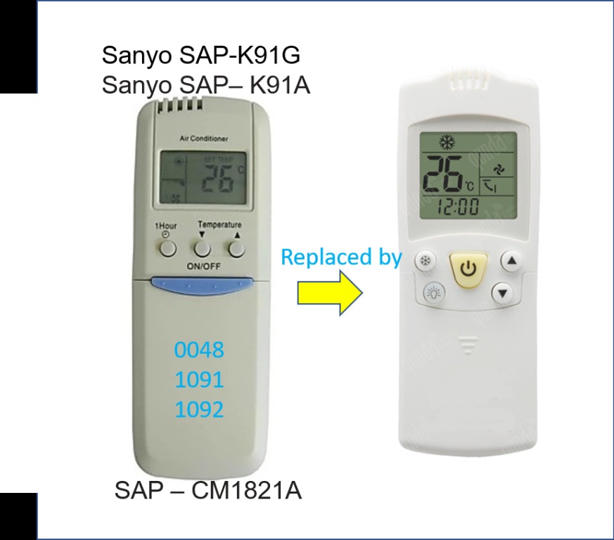 Sanyo SAPK91G SAPK91GJA RCS7S1E Sanyo Aircon Remote Control