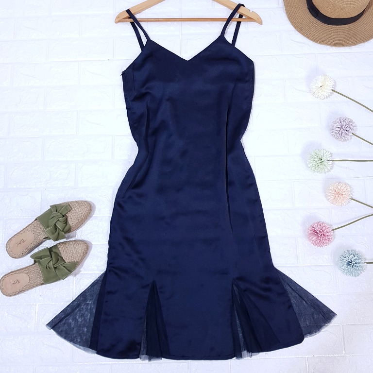 navy blue slip dress