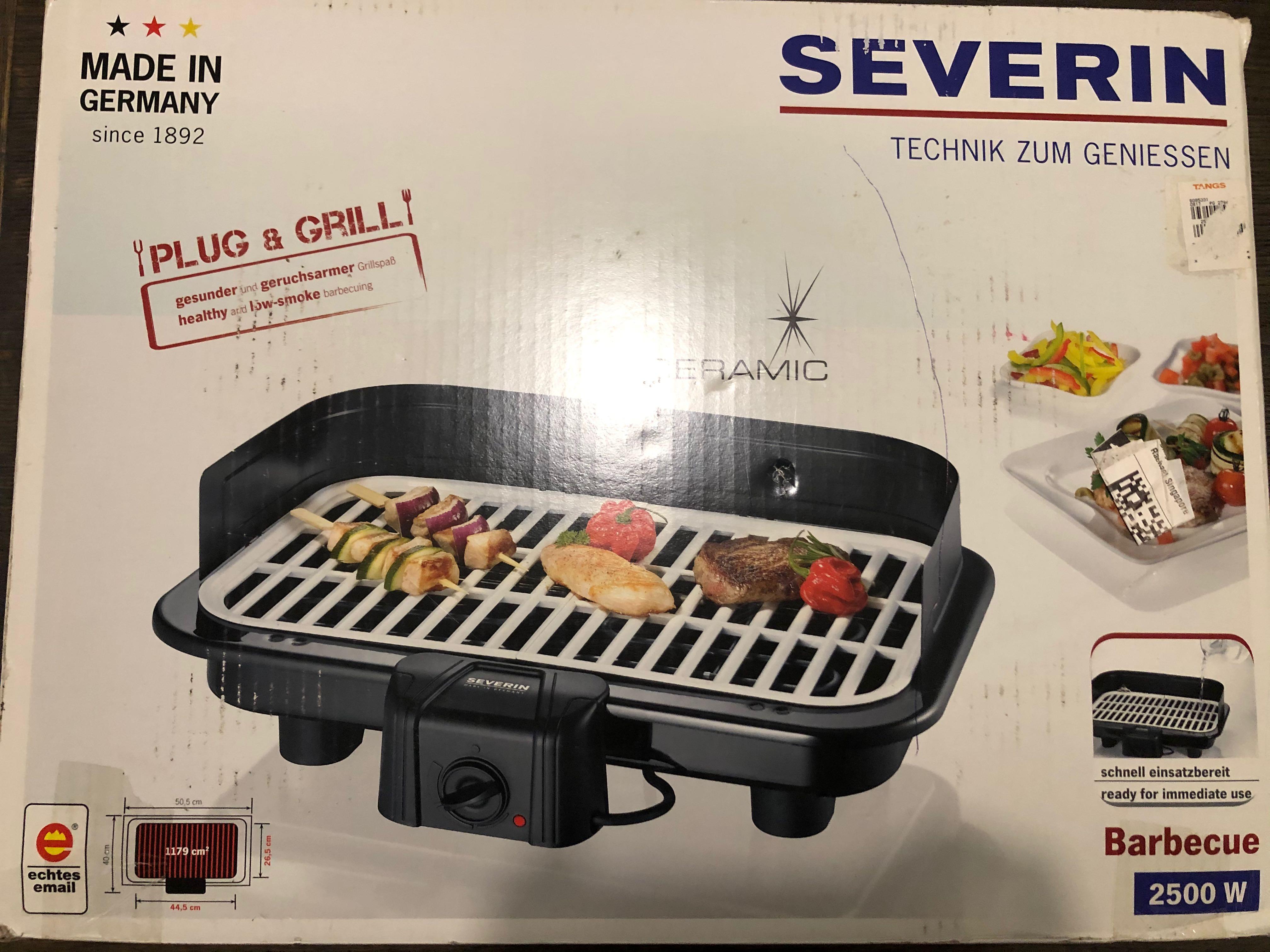 Sæt tabellen op handicappet patron Severin Electric BBQ Grill - NEW (Retail price $189), TV & Home Appliances,  Kitchen Appliances, BBQ, Grills & Hotpots on Carousell