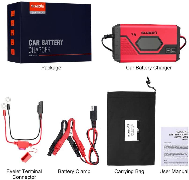 SUAOKI ICS7+ 12V Battery Charger/Maintainer (7A Fast / 3.5A Slow) Fully