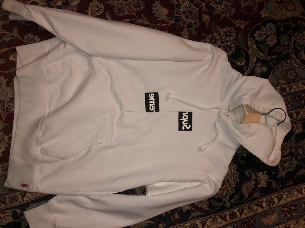 supreme cdg white hoodie