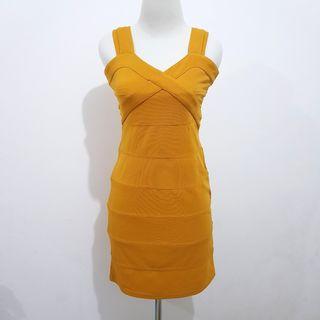 Theory X Bodycon Dress Mustard Kuning Dress Formal Kerja