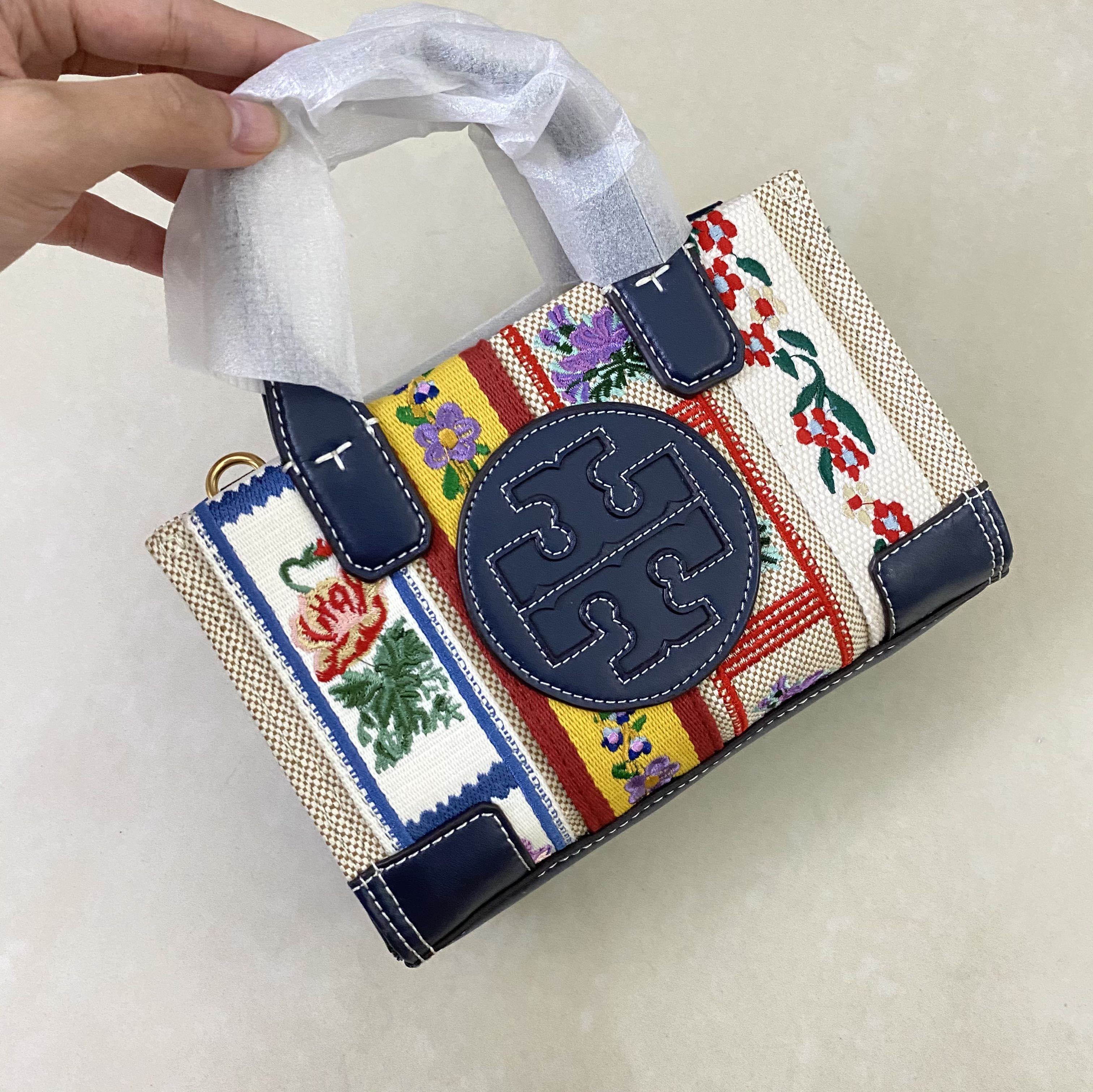 Tory Burch Ella Webbing Patchwork Micro Tote