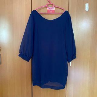 Vintage backless crossed straps long sleeved dress