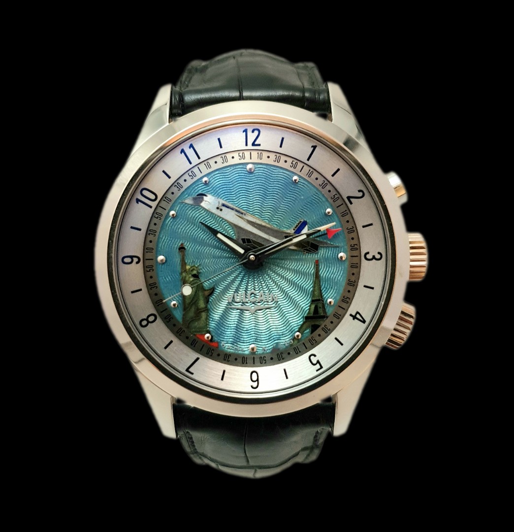 Vulcain Aeropostale World Time Cricket Alarm GMT with Cloisonne