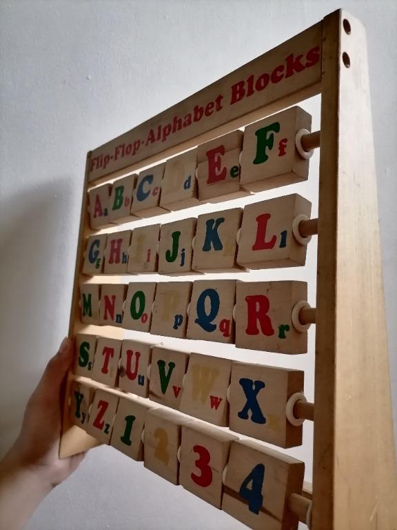 Wooden Alphabet Flip Blocks, Hobbies & Toys, Toys & Games on Carousell