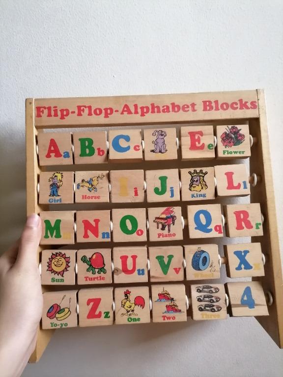 Wooden Alphabet Flip Blocks, Hobbies & Toys, Toys & Games on Carousell