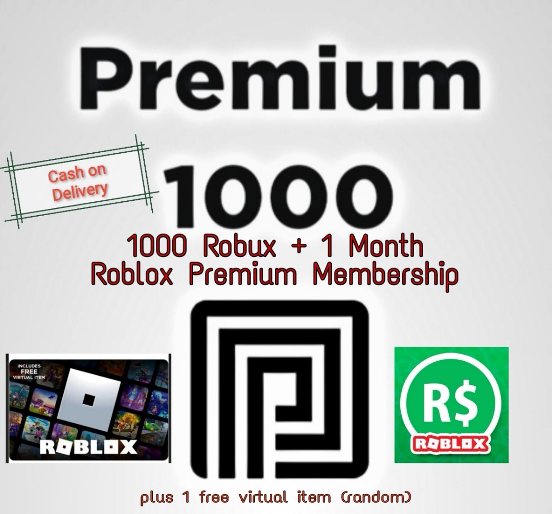 1000 Robux Premium Roblox 1 Mo Video Gaming Video Games On Carousell - roblox free 40 robux roblox ps4 free