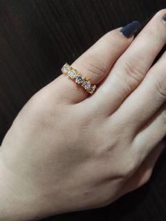 14k yellow gold Inverted heart eternity ring