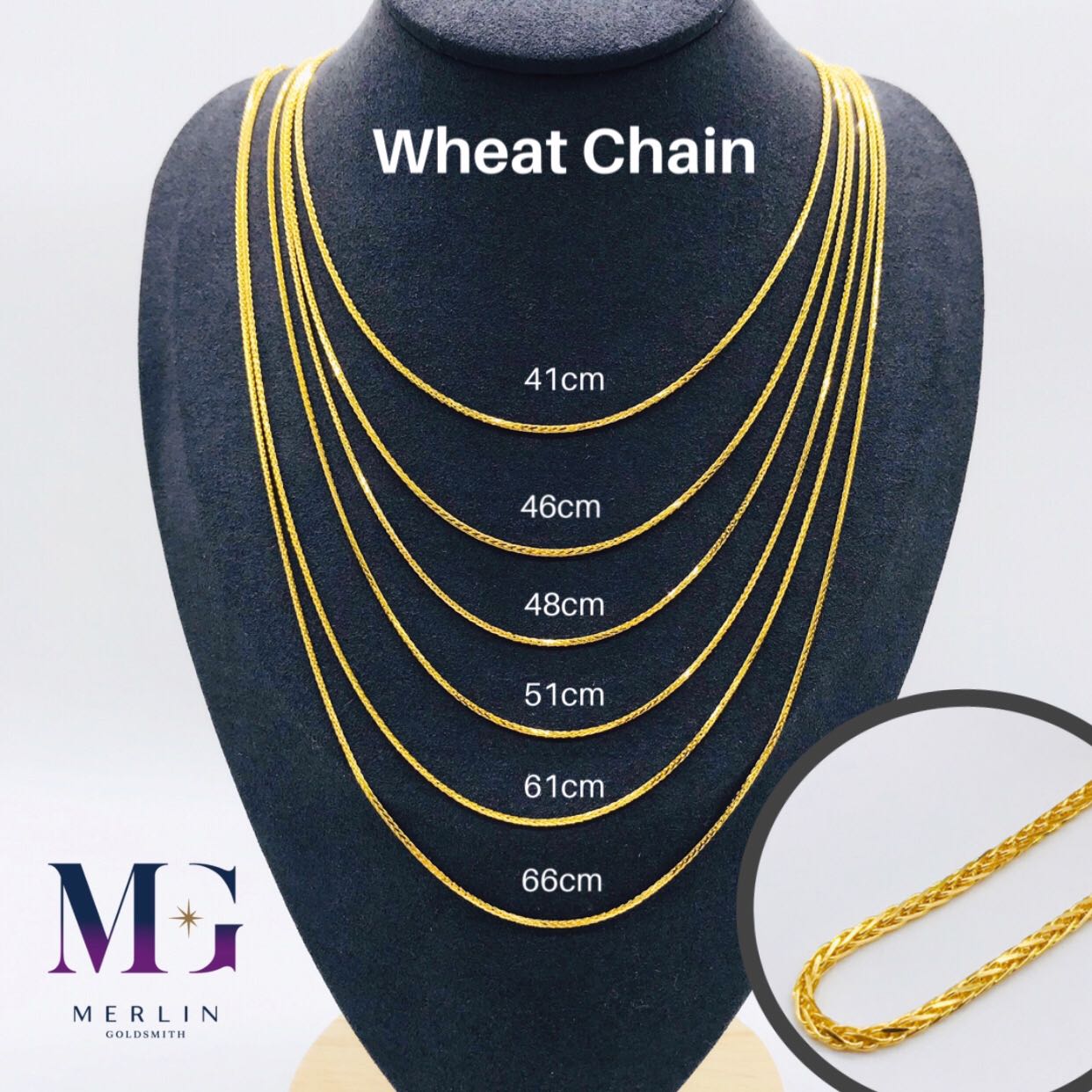 916 Gold Wheat Chain -16\