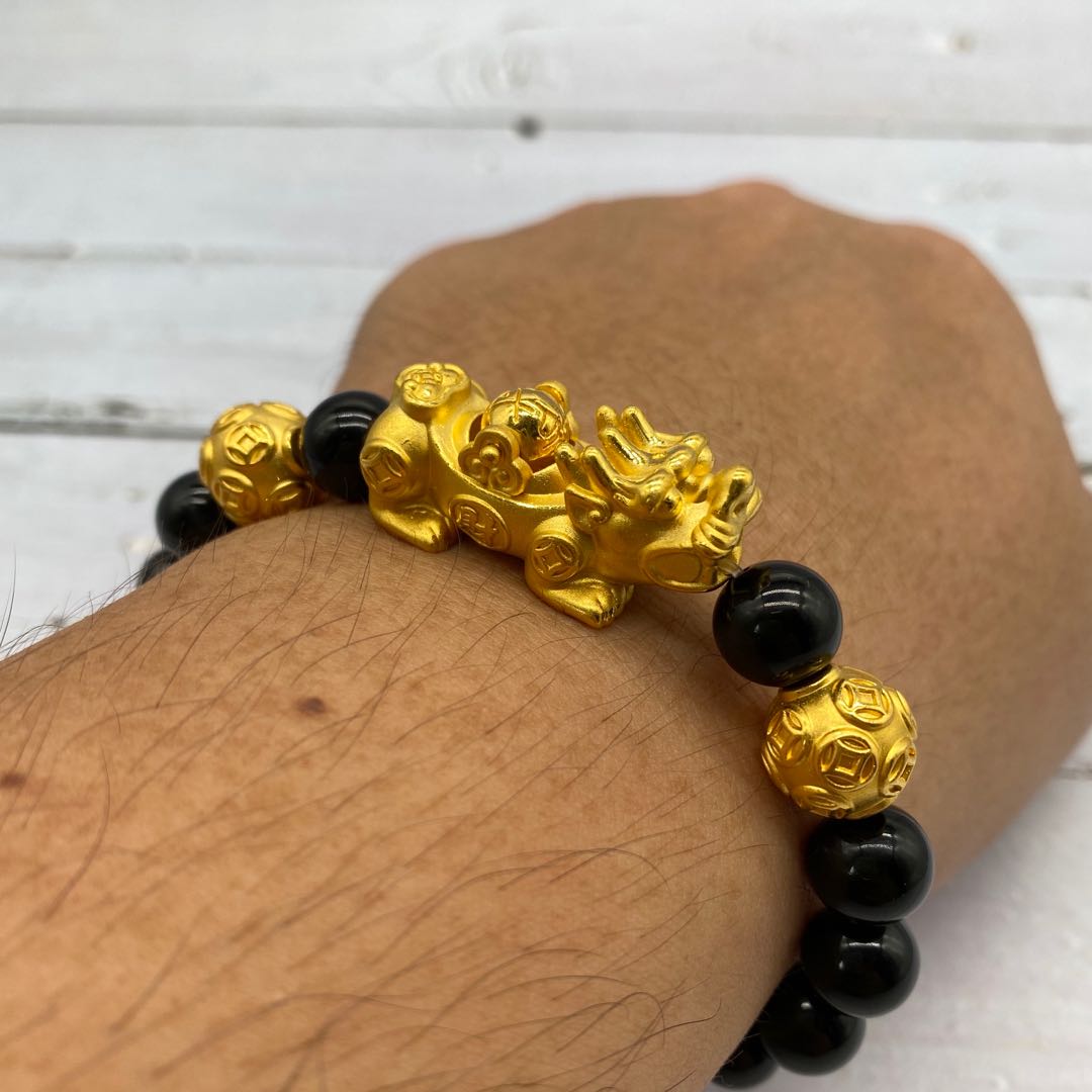 999 Gold XXL Pixiu bracelet Men s Fashion Watches Accessories