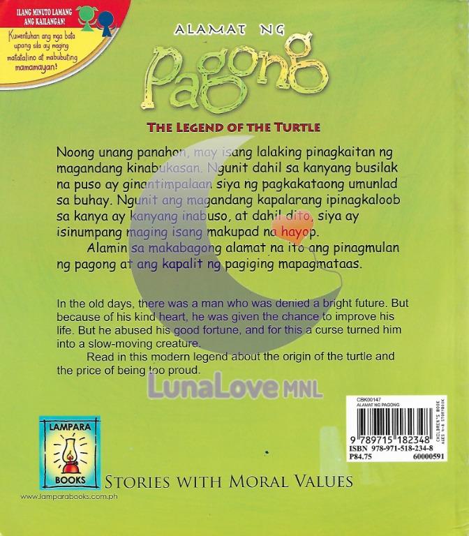 Alamat Ng Pagong The Legend Of The Turtle Lampara Books English Filipino Bilingual 2474