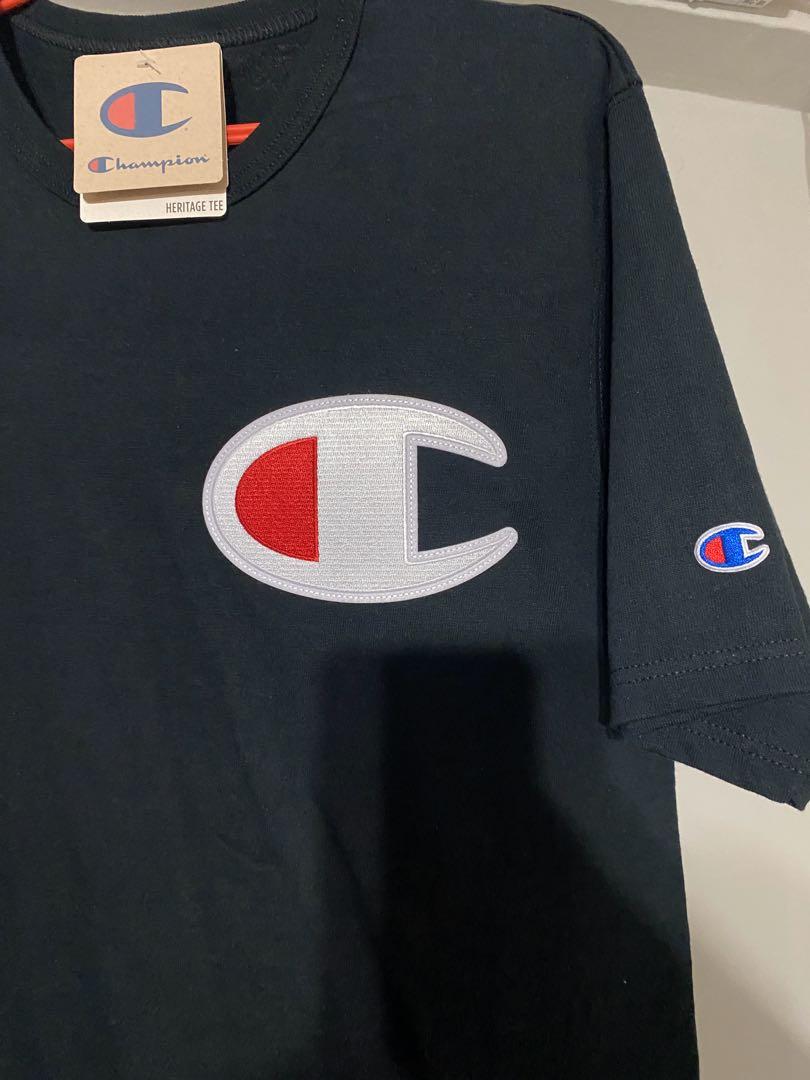 BNWT Champion Big C Logo Black T Shirt Men s Fashion Tops Sets