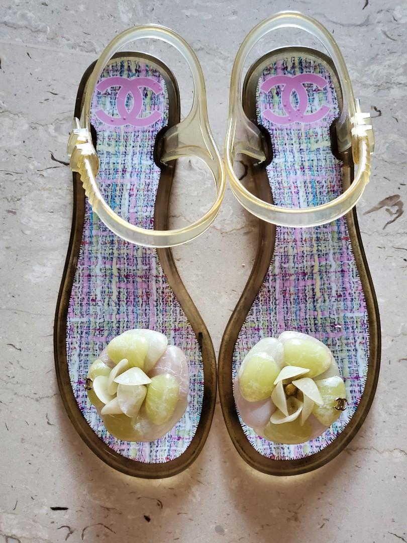 Chanel Camellia Jelly Sandals Women s Fashion Footwear Flats on