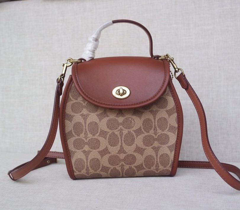 Coach 142 Curved TOP Handle Crossbody, Luxury, Bags Wallets on