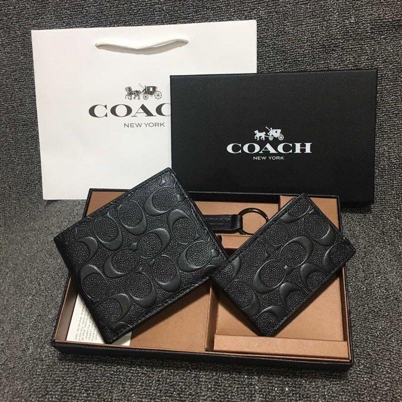 Coach Menu0027s Wallet F74929 Short Wallet Leather Cardholder Folding 