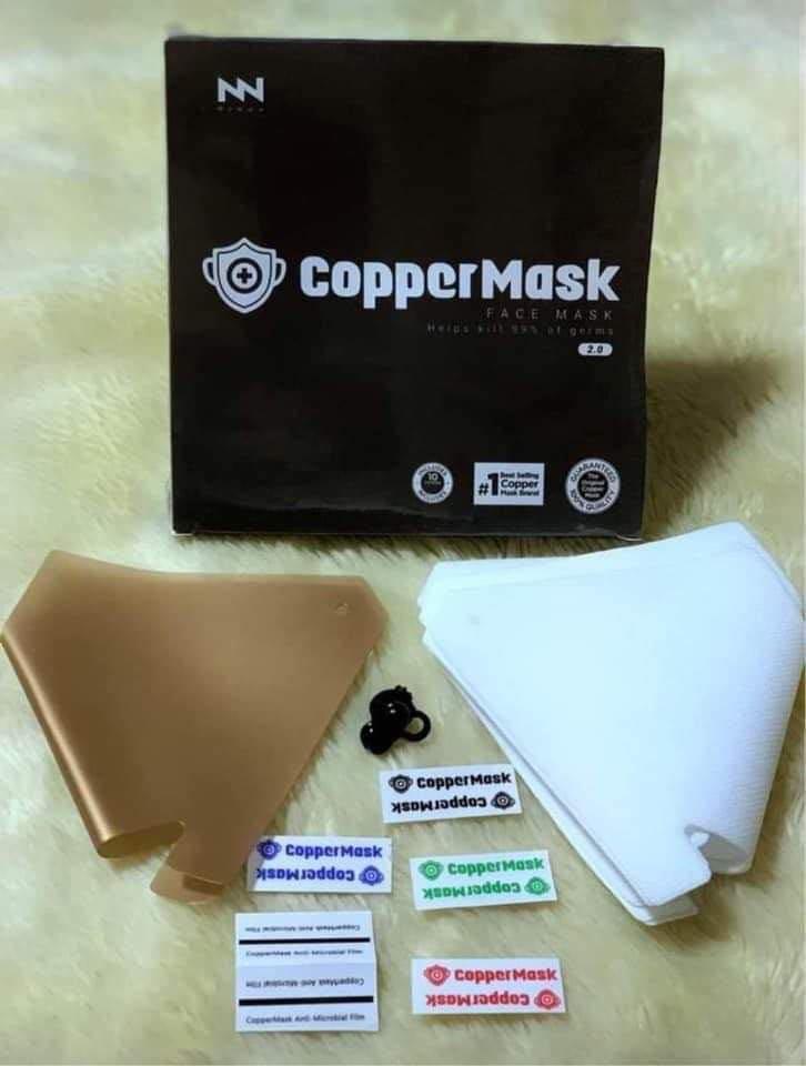 Copper Mask 2.0 (Category: Medical Supplies & Tools) located in Manila. Submitted by trixcatly (Listing ID 1042844147, Image 1). Description: Copper Mask 2.0 with 10 filters each box. Good for 1 month. Php400 each Php380 for 5 boxes and up Helping tags: Face mask Mask Copper Surgical mask .