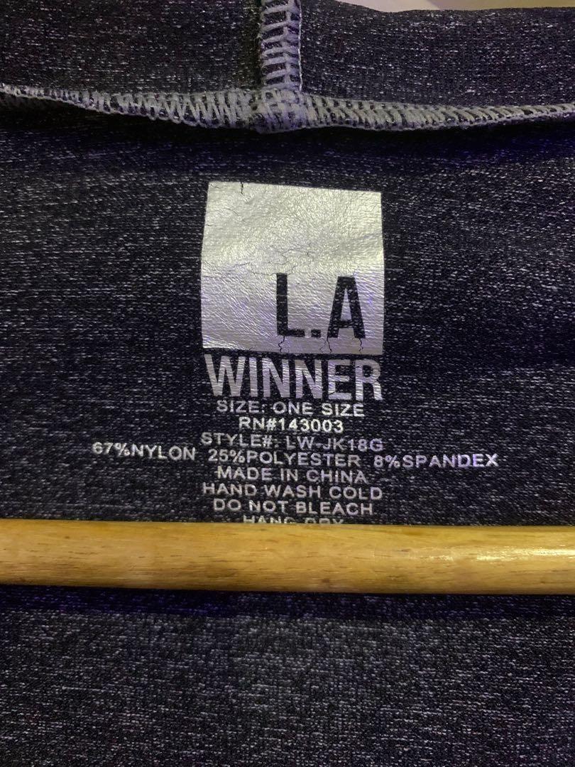Dri-fit running jacket (Category: Activewear) located in Pasig City. Submitted by .gabby (Listing ID 1042944975, Image 2). Description: L.A Winner dri-fit jacket. Fits small to medium frame.