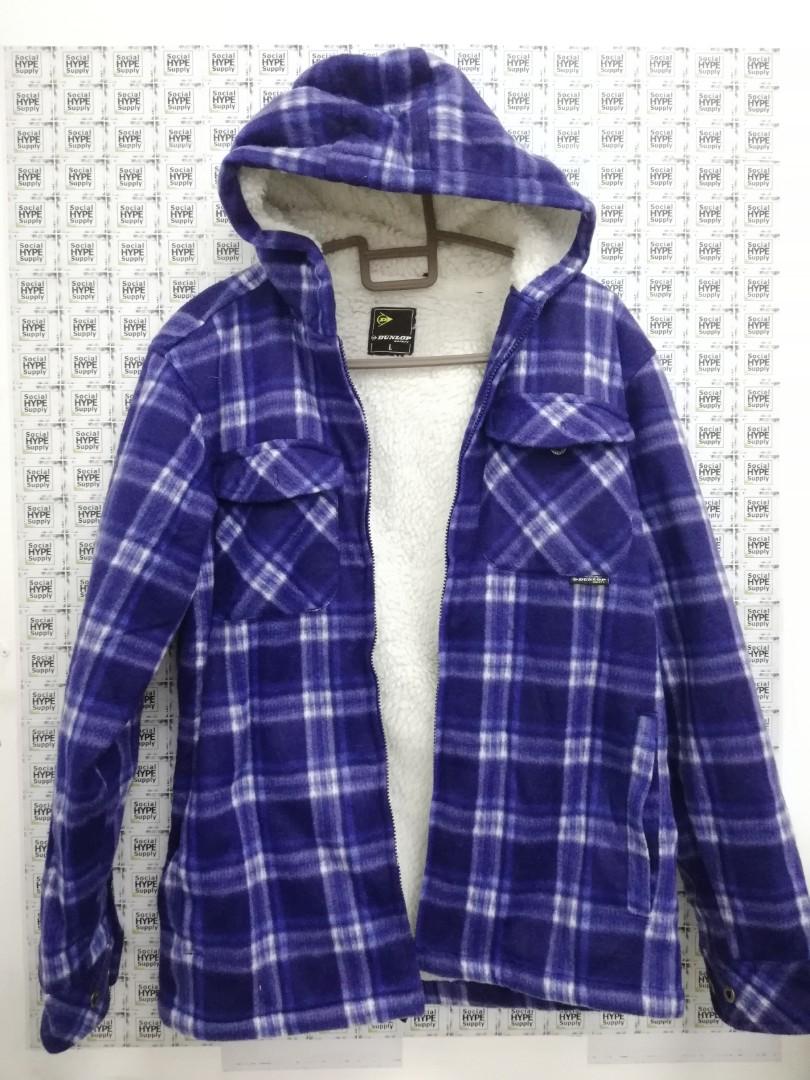 Dunlop full zip hotsell checked hoodie mens
