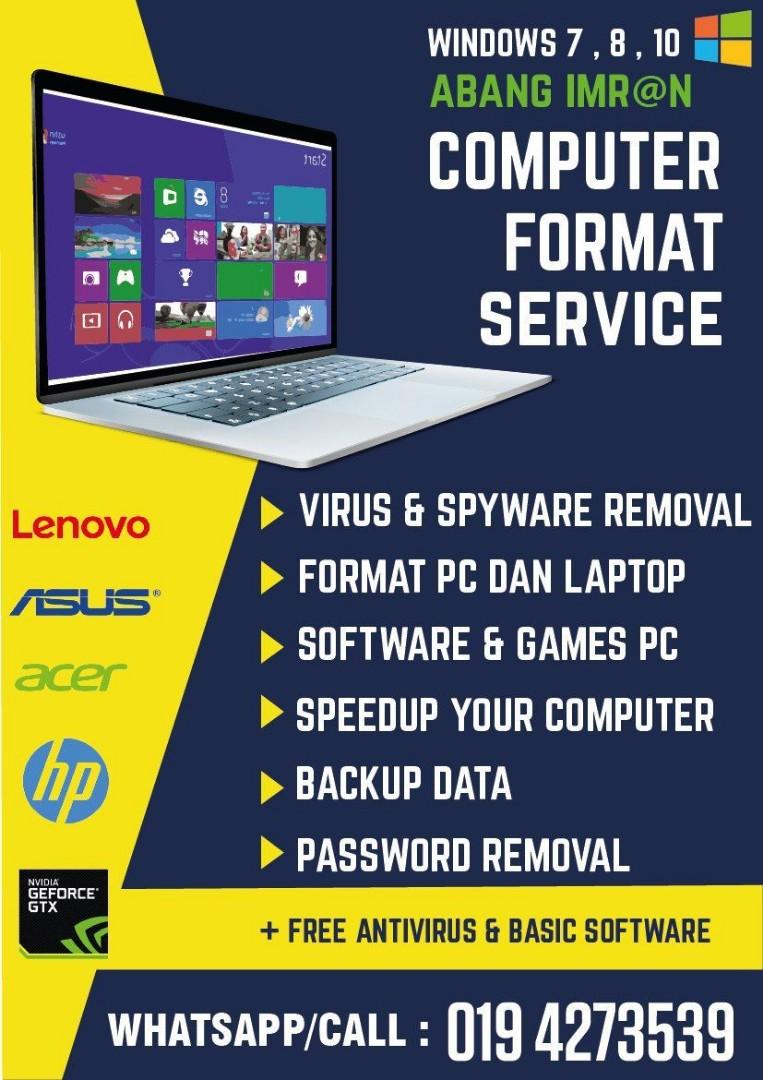 FORMAT PC DAN LAPTOP MURAH, Services, Electronics & Gadget ...