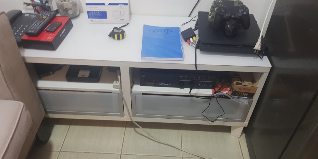 IKEA Glass Top TV Console with 2 drawers, Furniture & Home Living