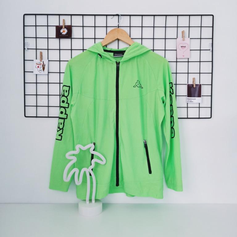 Neon green kappa hoodie clearance