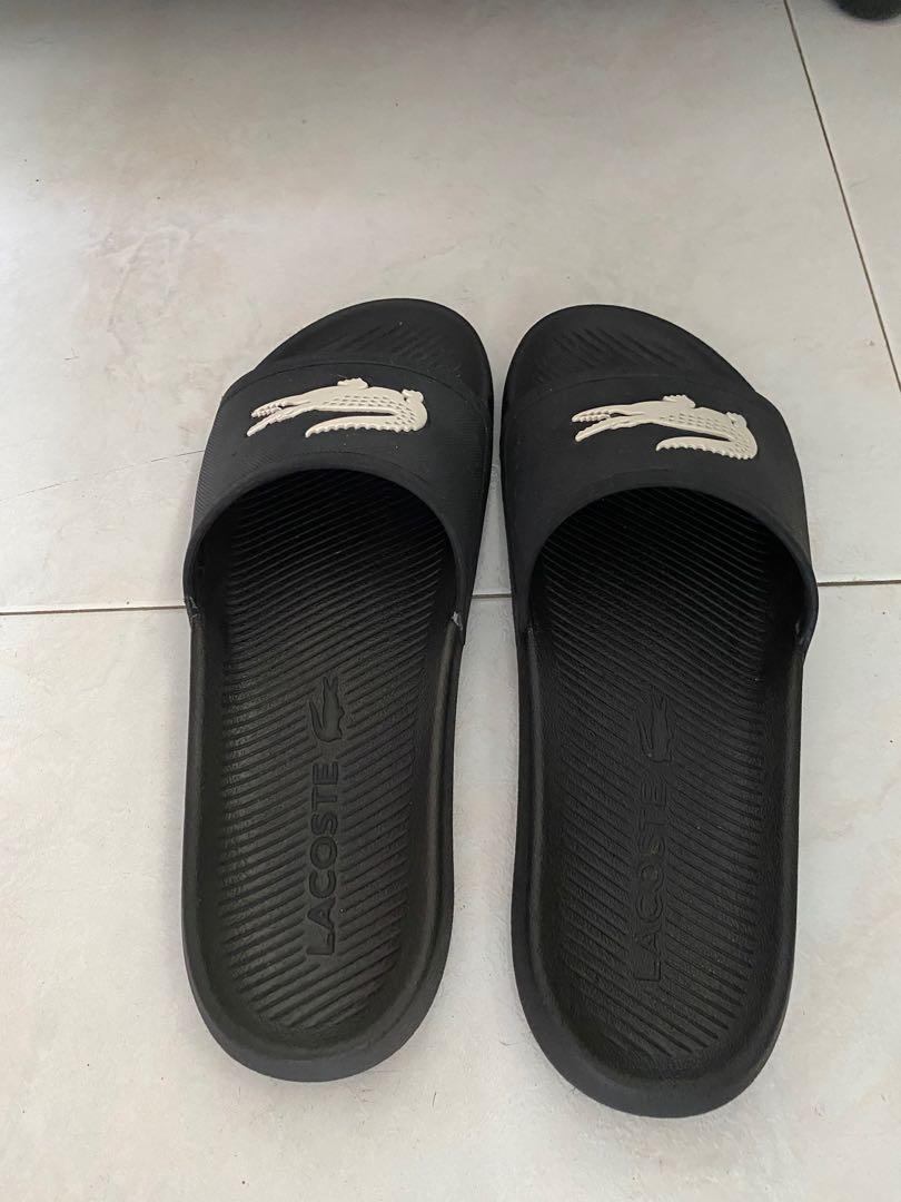 Mens black lacoste sliders sale