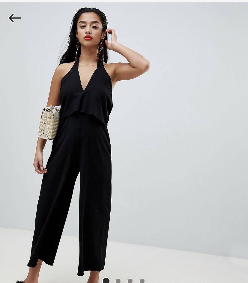 Black halter neck jumpsuit clearance