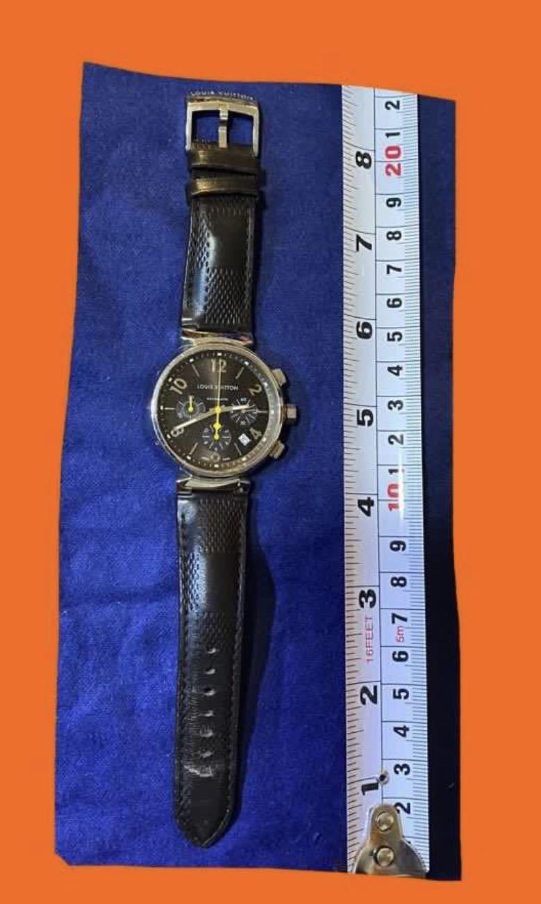 Louis Vuitton Tambour Chronograph Q112L K18YG Automatisch Silber Dial  Herren Uhr