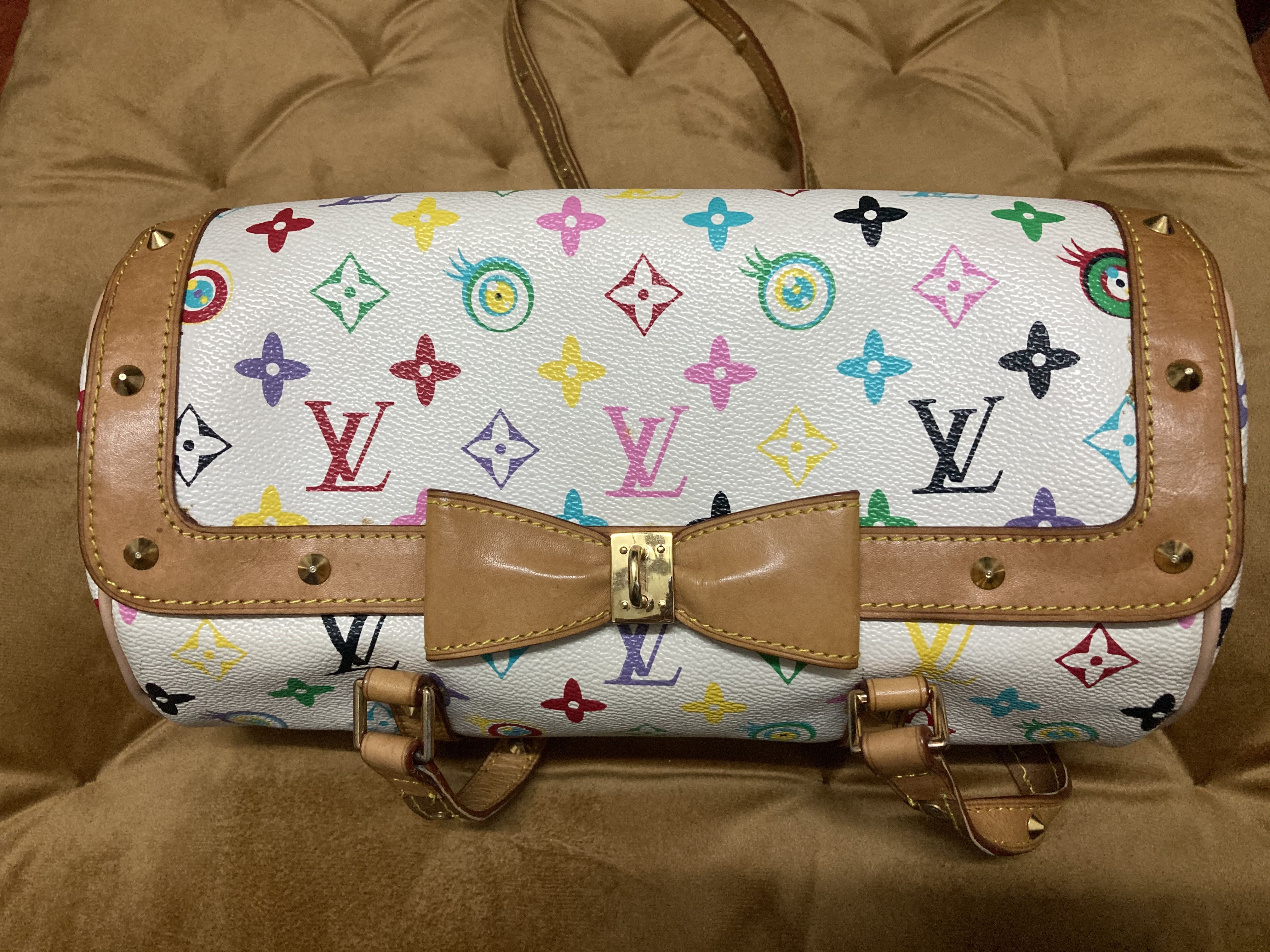 Louis+Vuitton+Papillon+Top+Handle+Bag+Multicolor+Leather for sale