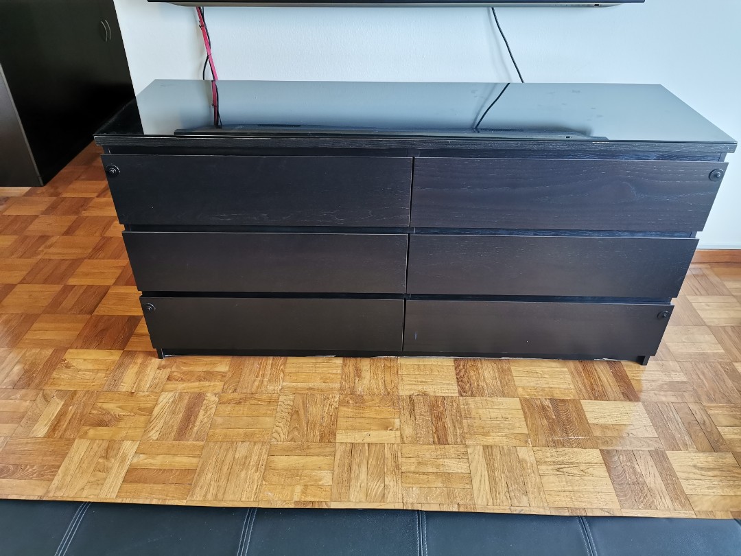 Malm Glass top Chest of drawers, Furniture & Home Living, Furniture