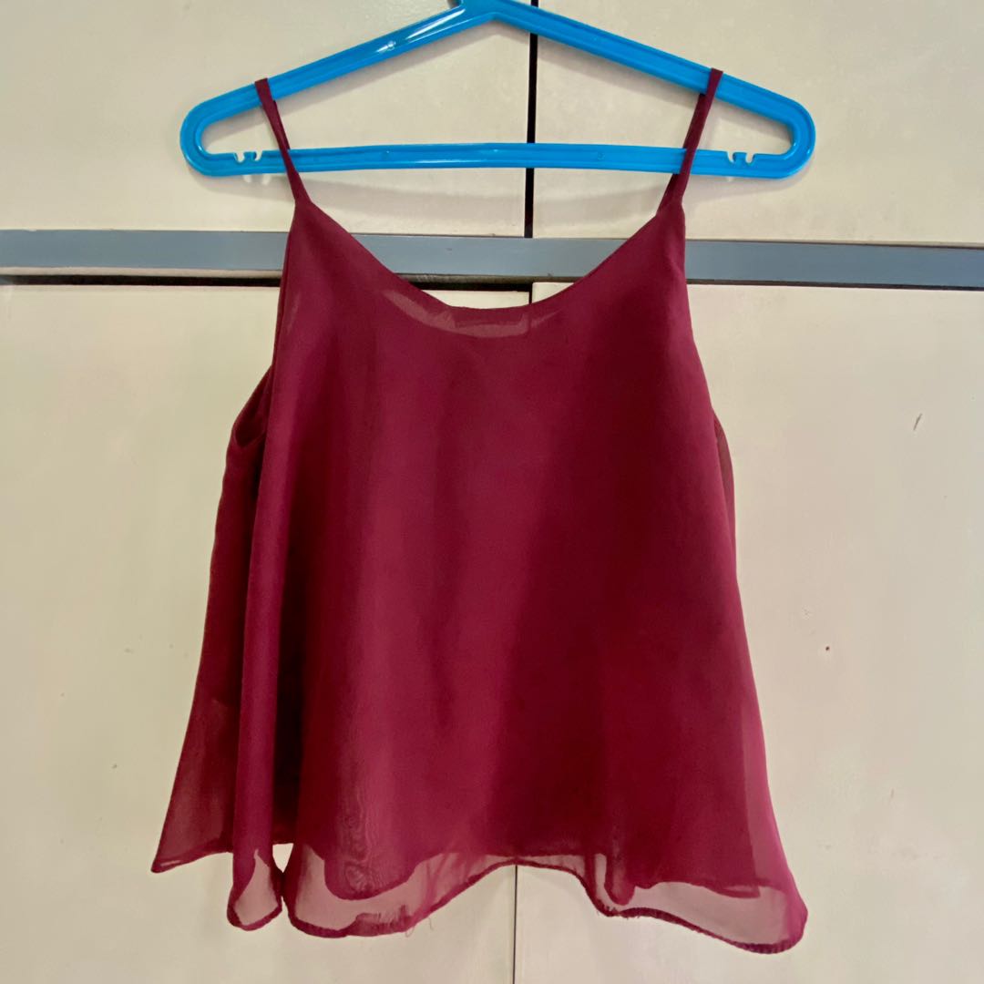 maroon chiffon top