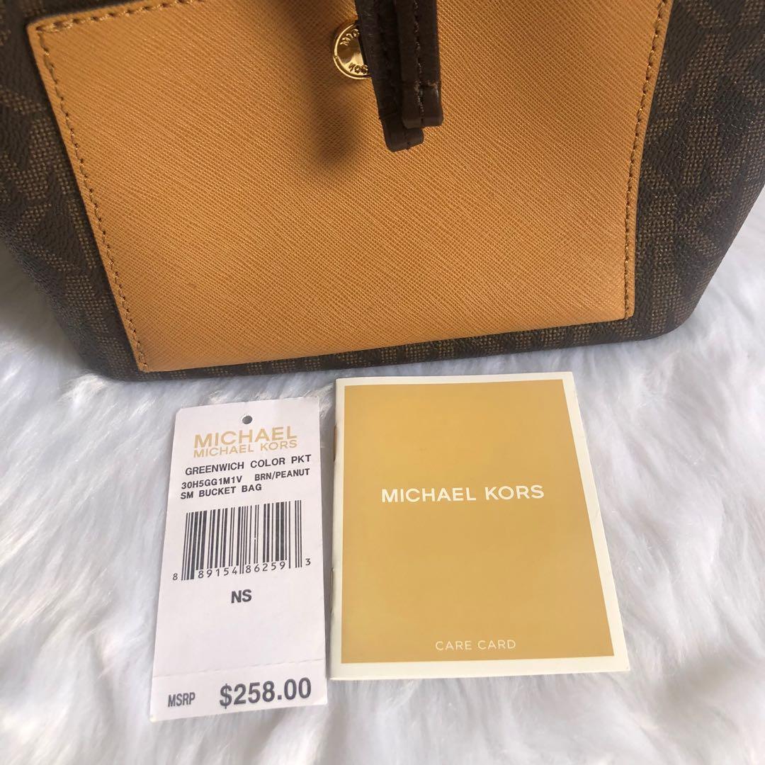 Michael Kors Brown & Peanut Greenwich Small Saffiano Leather Bucket Bag, Best Price and Reviews