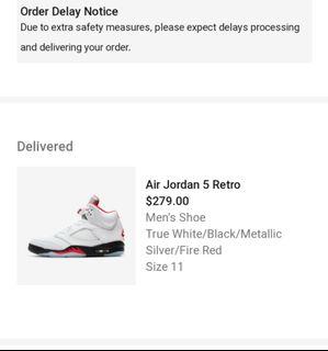 Nike Air Jordan 5 Fire Red US 11, Men's 