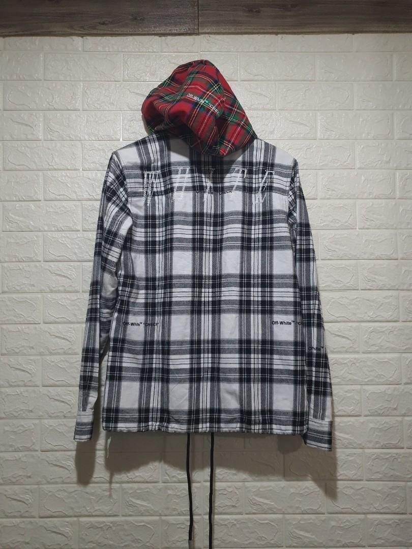 off white plaid hoodie