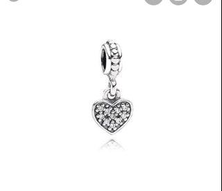 Pandora pave hanging heart