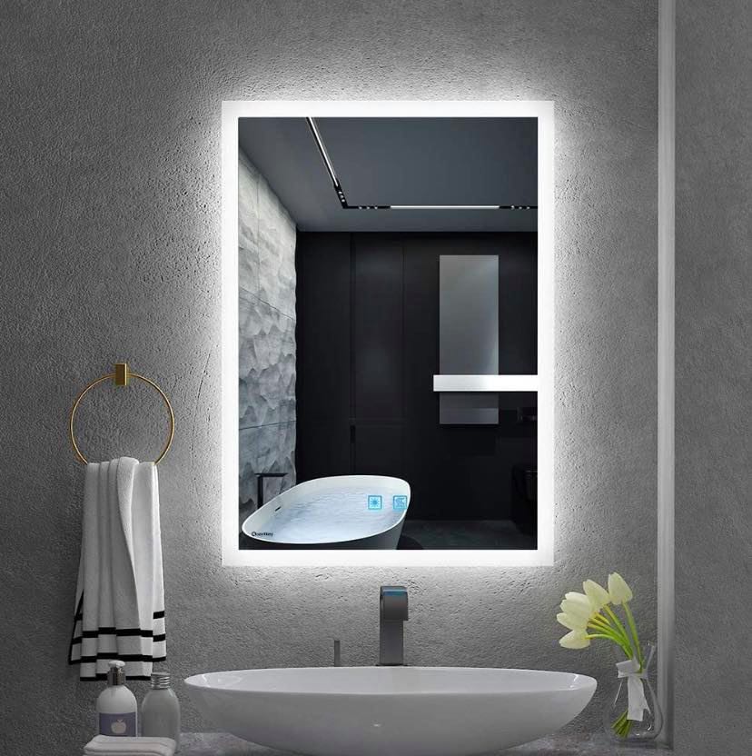 quavikey led illuminated bathroom mirrors wall mounted with lights and demister pad fogless bathroom mirror 500x700 for shaving makeup cosmetic furniture home living bathroom kitchen fixtures on carousell